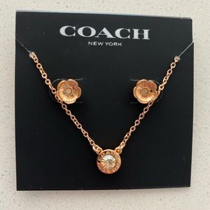 Coach Circle Necklace and Rose Earring Set
